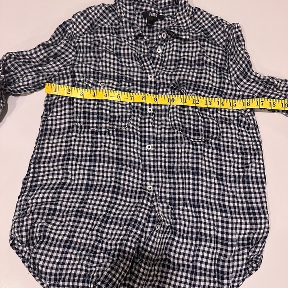 Paige Plaid Button Down Shirt - Navy and White - Picture 3 of 7